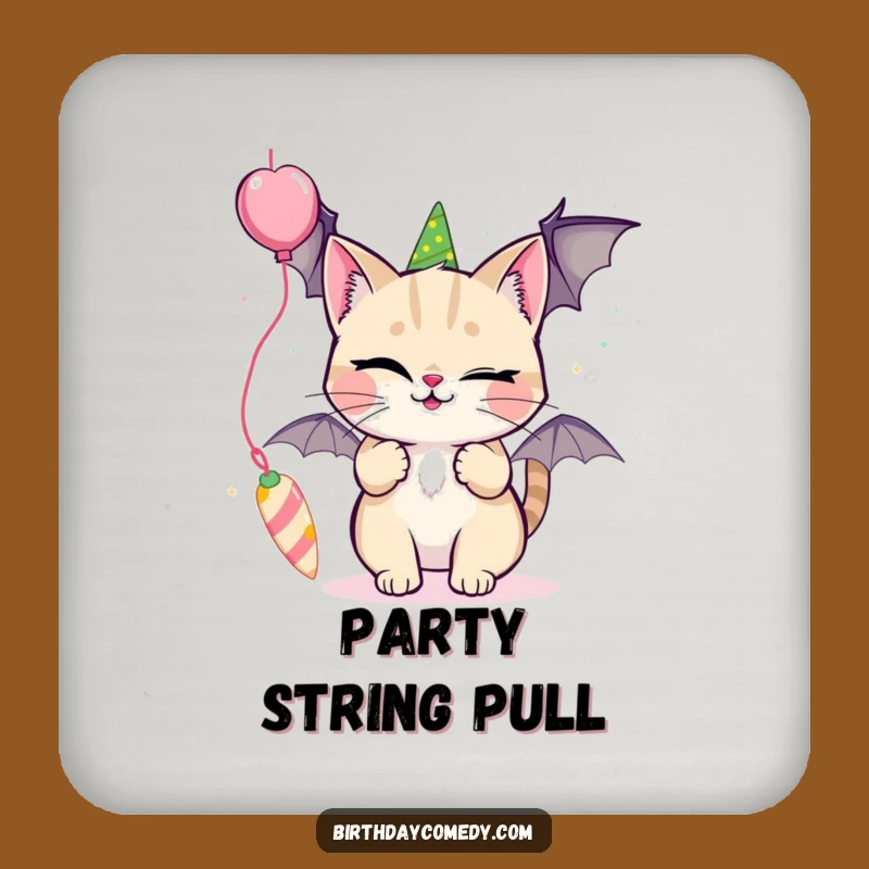 Funny Cat Drink Coaster: Winking Streamer Protector, Humorous Table Decor