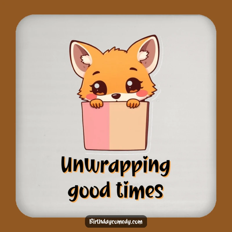 Funny Fox Drink Coaster: Protect Surfaces with Peeking Fox, Cute Funny Gift