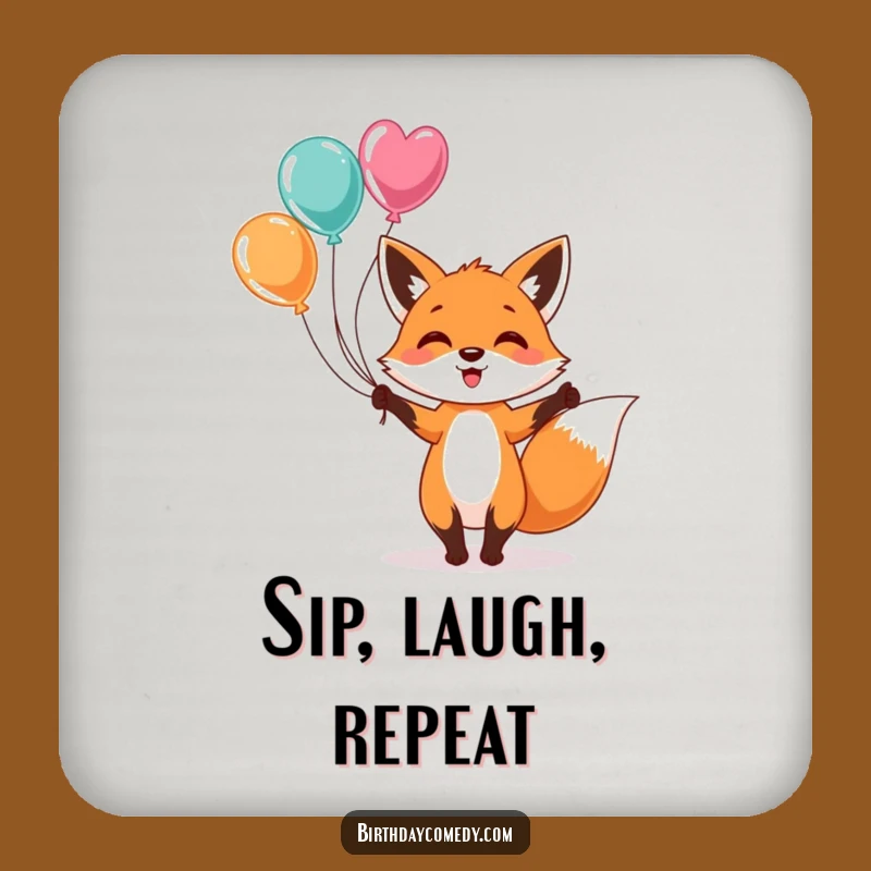 Funny Fox Juggling Balloons Coaster Set - Protect Surfaces with Playful Art