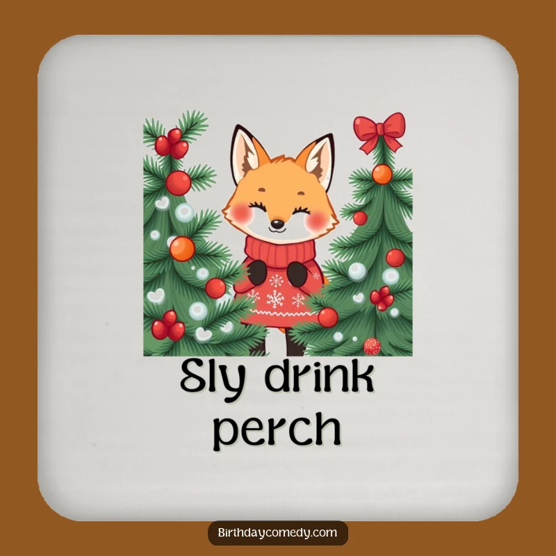 Funny Fox Jumper Coaster: Festive Peek Drink Gift