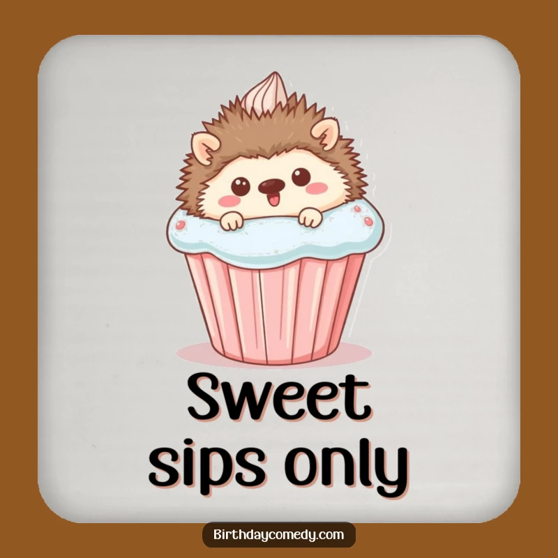 Funny Hedgehog Cupcake Coaster Set - Protect Surfaces with Cute Charm