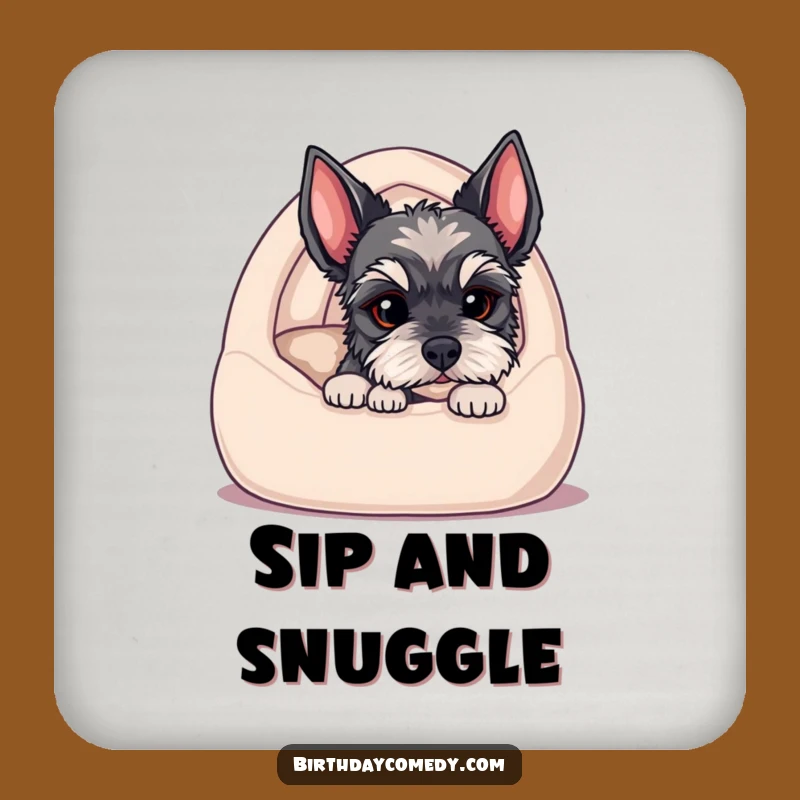 Funny Schnauzer Puppy Coaster: Protect Surfaces with Adorable Charm