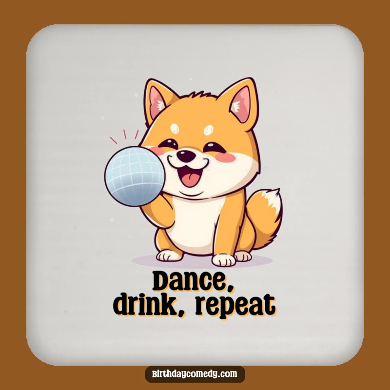 Funny Shiba Inu Disco Fever Coaster - Playful Shiba Inu Party Drink Protector