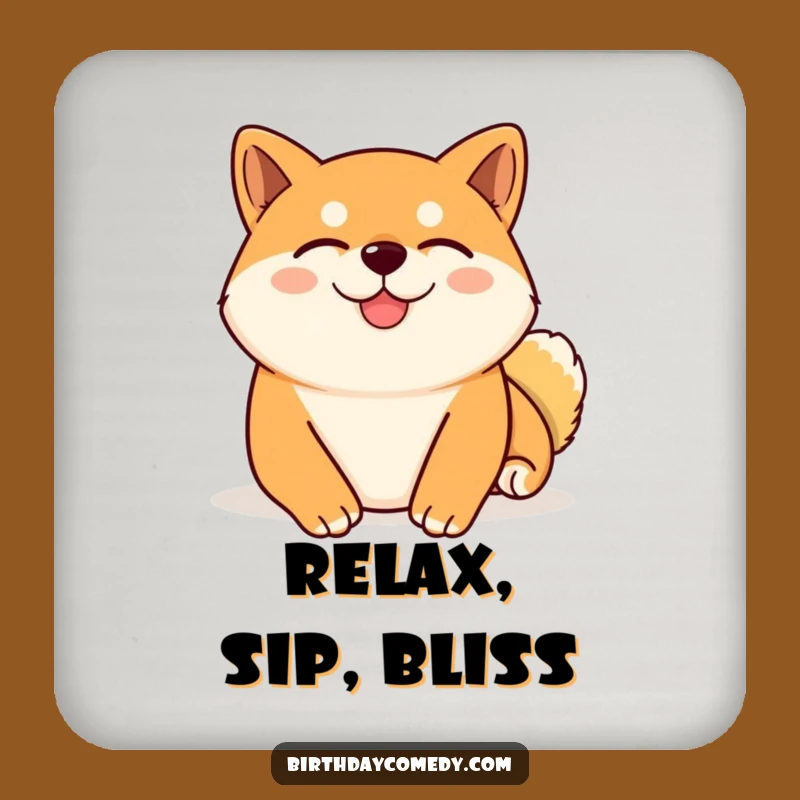 Funny Shiba Inu Relax Coaster - Content Shiba Inu Virtual Belly Rub Drink Protector