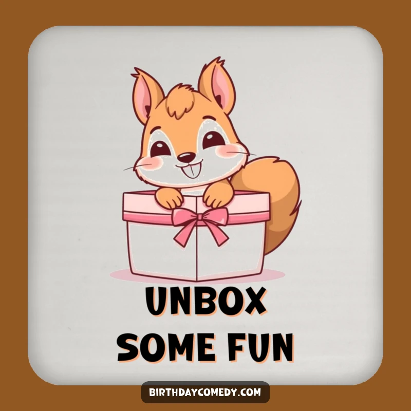 Funny Squirrel Coaster: Protect surfaces with a squirrel peeking from gift, a hilariously charming addition to your home and a great gift.