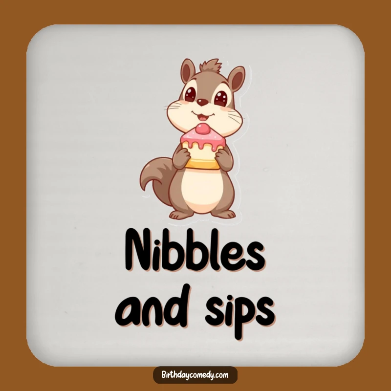 Funny Squirrel Coaster Set - Playful Cake Slice for Woodland Table Protection