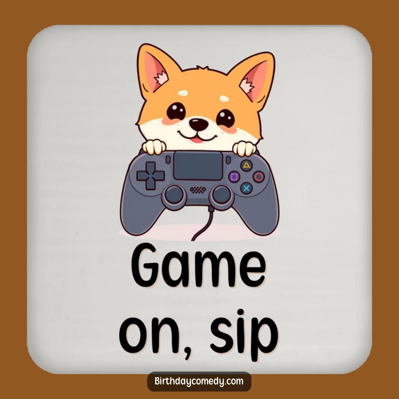 Funny Shiba Inu Gamer Coaster - Curious Shiba Inu Controller Peek Drink Protector