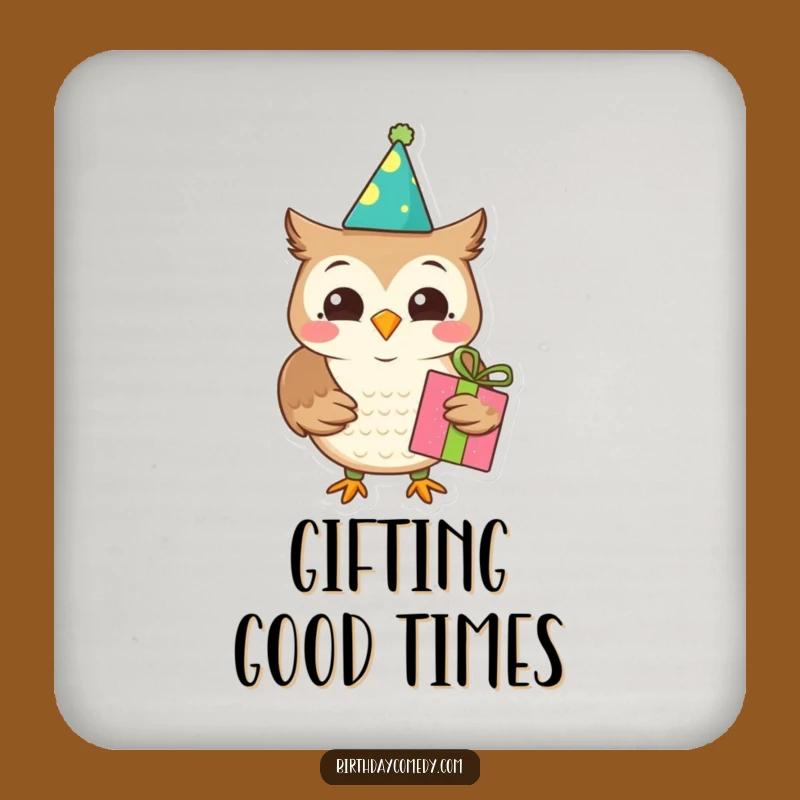 Funny Owl Coaster Set - Joyful Birthday Protection for Tables, Party Gifts