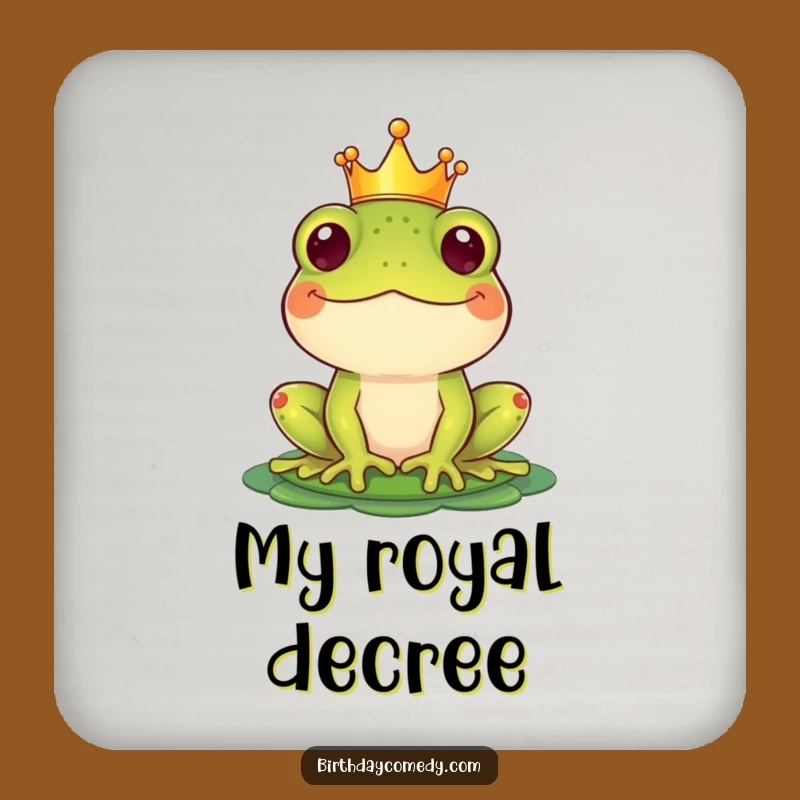 Funny Crown Frog Drink Coaster: Protect Surfaces with Royal Amphibian Charm