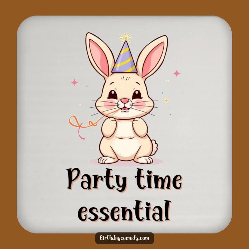 Funny Party Bunny Drink Coaster: Protect Surfaces with Focused Celebration Fun