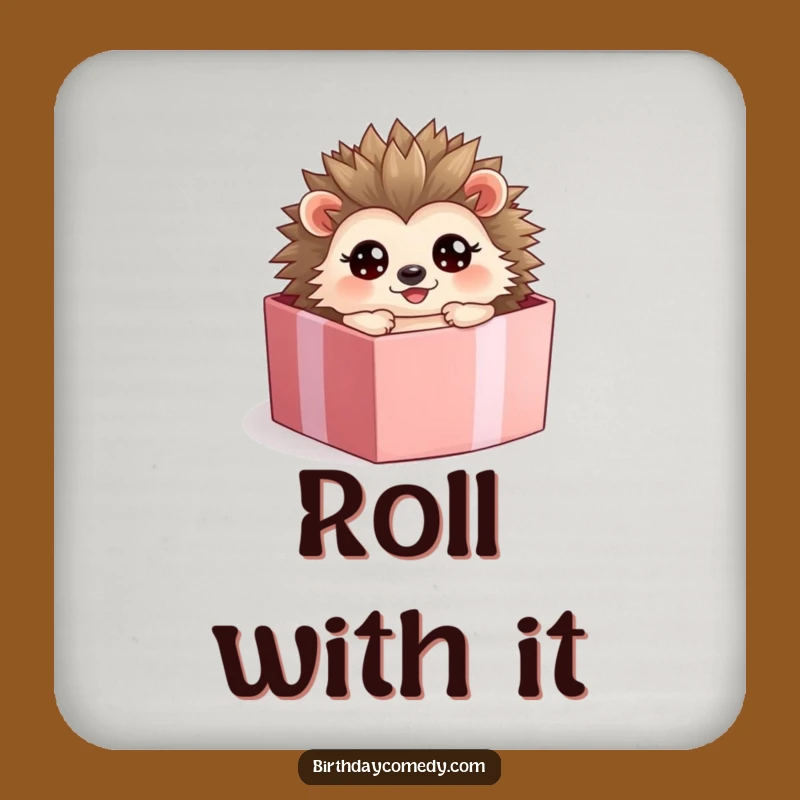 Funny Hedgehog Present Box Coaster Set: Cute Protection, Chic Funny Gift