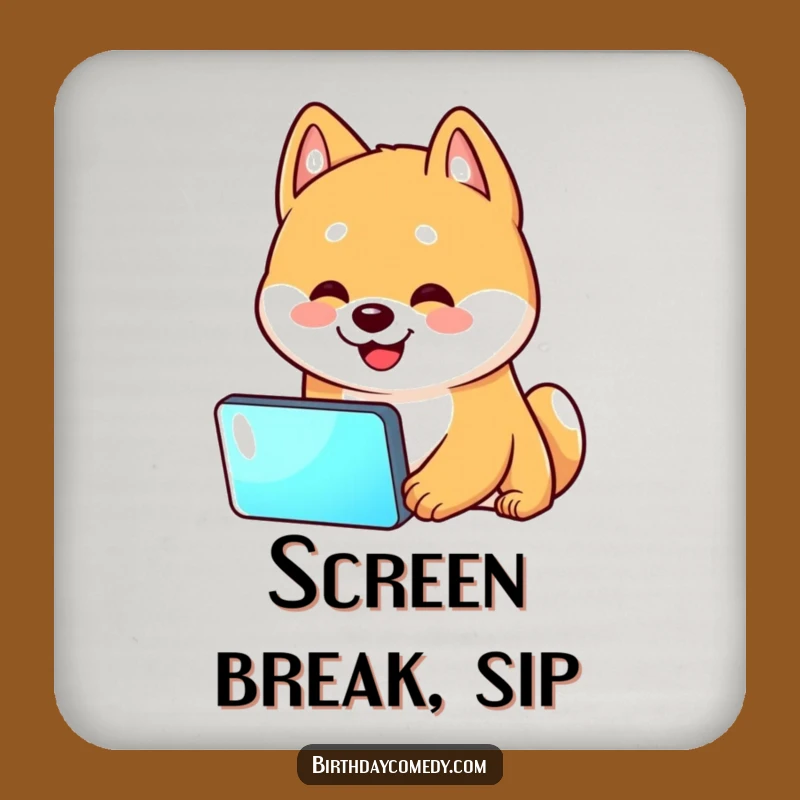 Funny Shiba Inu Screen Time Coaster - Hilarious Shiba Inu Head Tilt Drink Protector