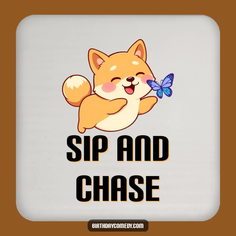 Funny Shiba Inu Digital Butterfly Coaster: Protect Surfaces with Hilarious Tech Charm