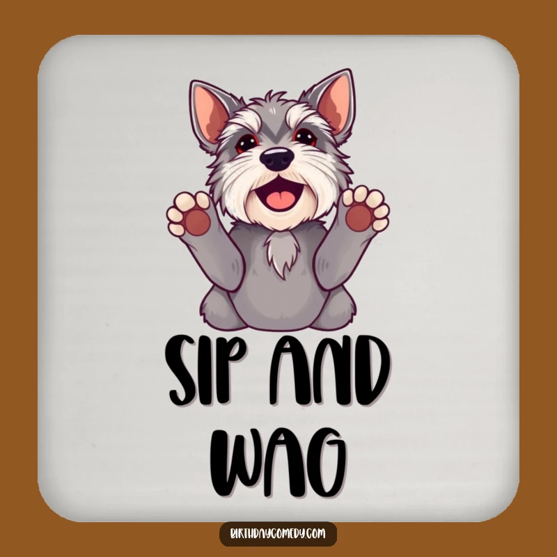 Funny Schnauzer Paws Up Coasters - Protect Surfaces with Humor