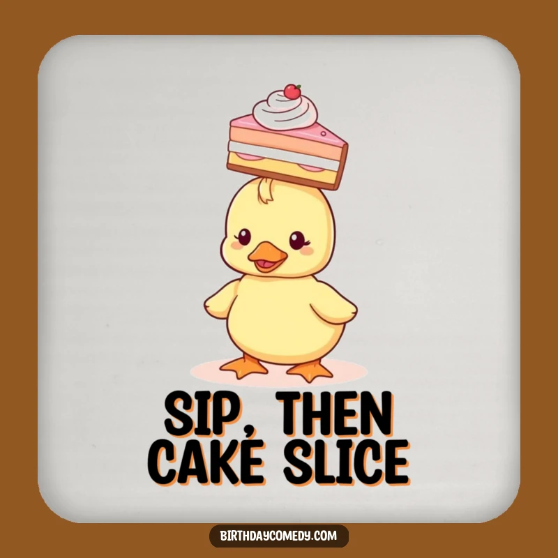 Funny Duckling Coaster: Protect surfaces with a duckling balancing cake, a hilariously charming addition to your home and a great gift.