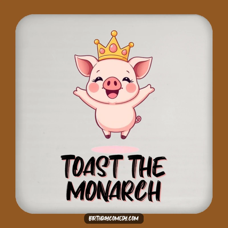 Funny Crown Piglet Drink Coaster: Protect Surfaces with Joyful Sparkle