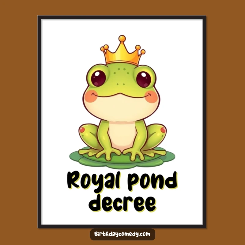 Funny Crown Frog Poster: Regal Amphibian Art for Joyful Living Spaces