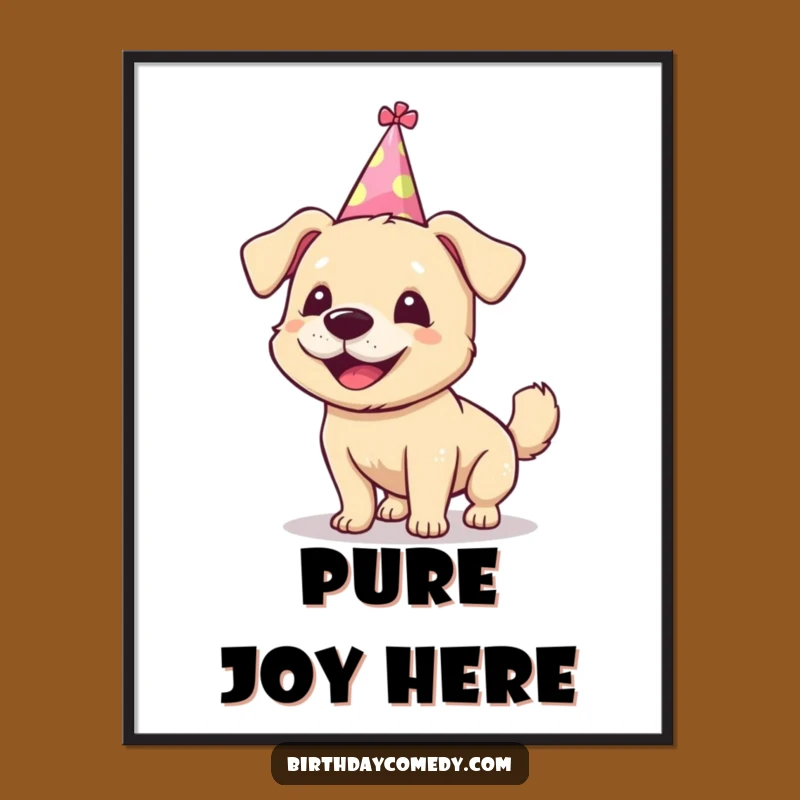 Funny Dog Poster - Silly Party Hat Art for Joyful Home Decor