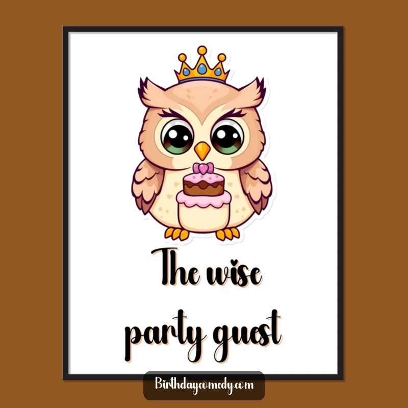 Funny Owl Birthday Crown Poster: Brighten Your Walls with Adorable Celebration Cheer