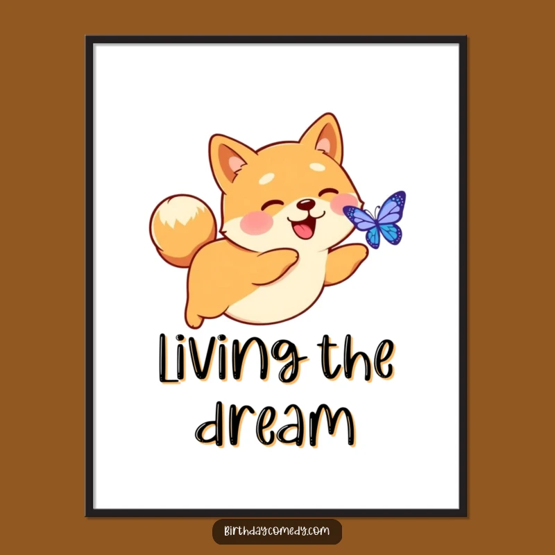 Funny Shiba Inu Digital Butterfly Poster: Brighten Your Walls with Hilarious Tech Art