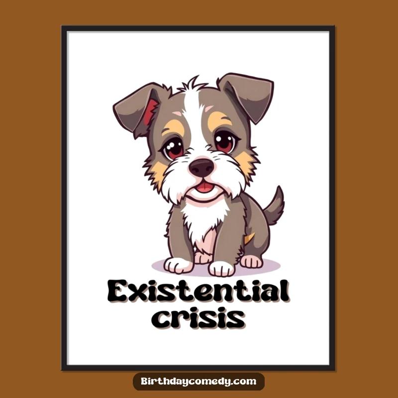 Funny Terrier Poster: Silly Dog Chasing Shadow Art for Wall Decor