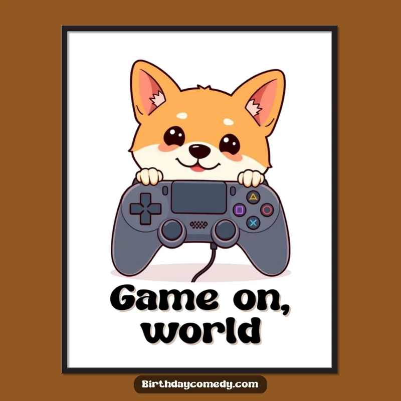 Funny Shiba Inu Gamer Poster - Curious Shiba Inu Controller Peek Wall Art
