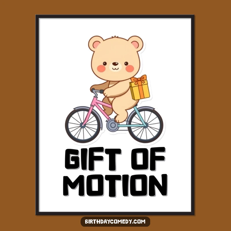 Funny Bear Bike Poster: Tiny Rider Art, Whimsical Wall Decor Funny Gift