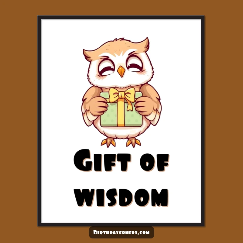 Funny Giggling Owl Gift Poster: Whimsical Art, Playful Funny Gift for Decor