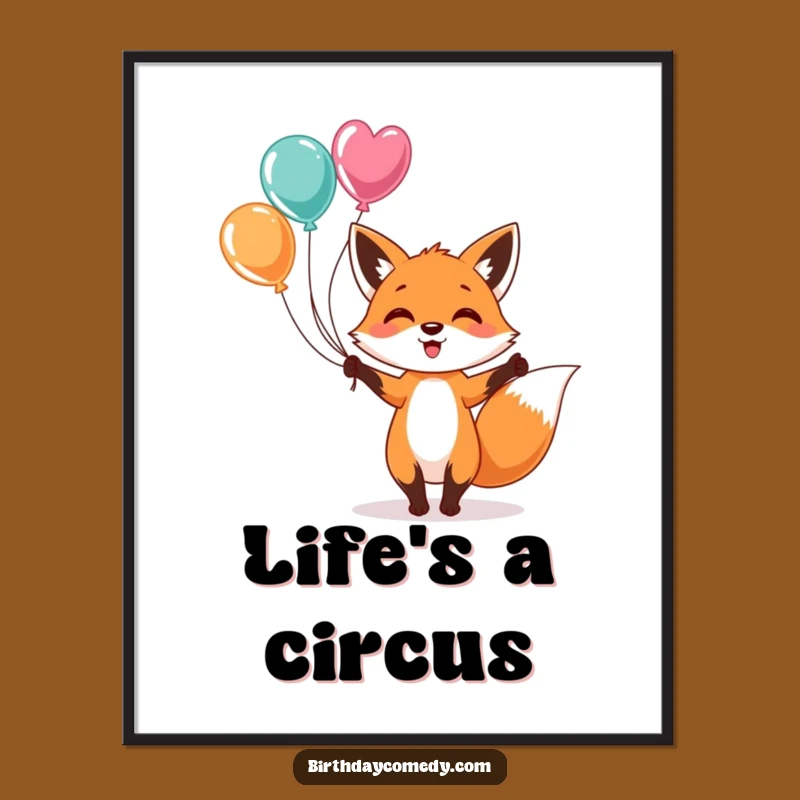 Funny Fox Juggling Balloons Poster - Vibrant Wall Art for a Cheerful Home