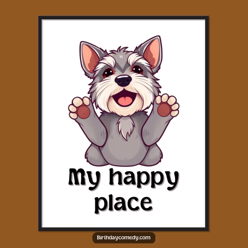 Funny Schnauzer Paws Up Poster - Joyful Wall Art, Perfect Humorous Gift