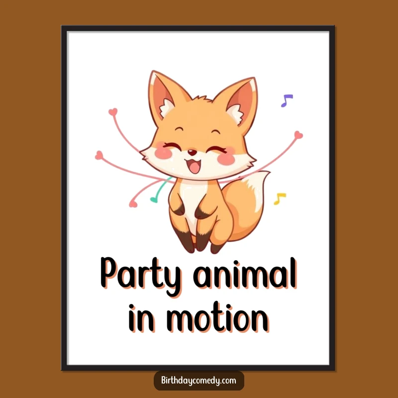Funny Fox Streamer Twirl Poster: Brighten Your Walls with Adorable Party Cheer