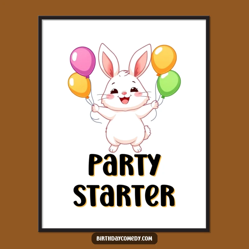 Funny Bunny Balloon Poster: Whimsical Wall Art With Juggling Bunny, Perfect Funny Gift Decor