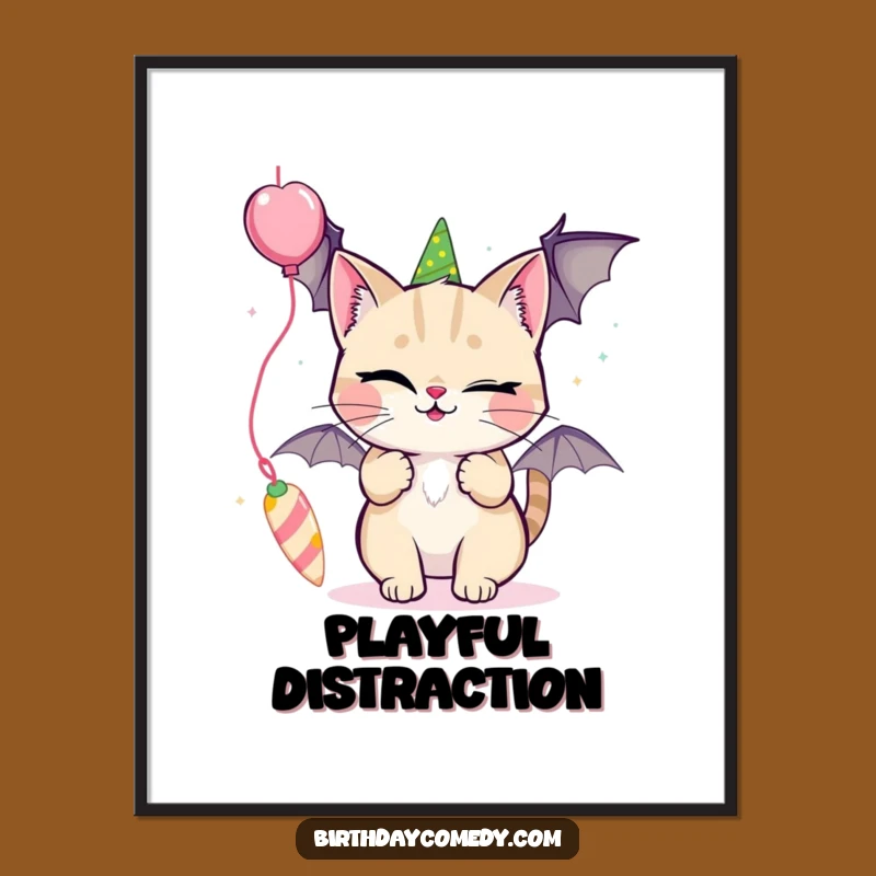 Funny Cat Poster: Winking Streamer Art, Playful Party Decor, Humorous Gift