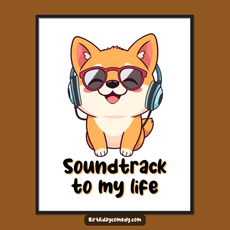 Funny Shiba Inu Retro Headphones Poster: Vibing Music Fan's Perfect Funny Gift