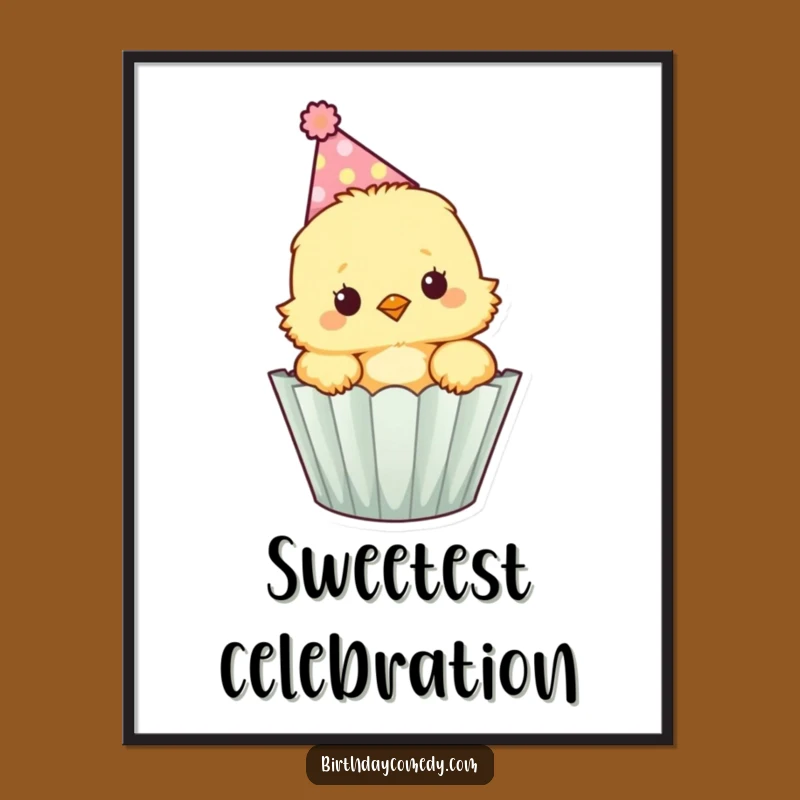 Funny Fluffy Chick Cupcake Poster - Sweet Party Art, Funny Gift