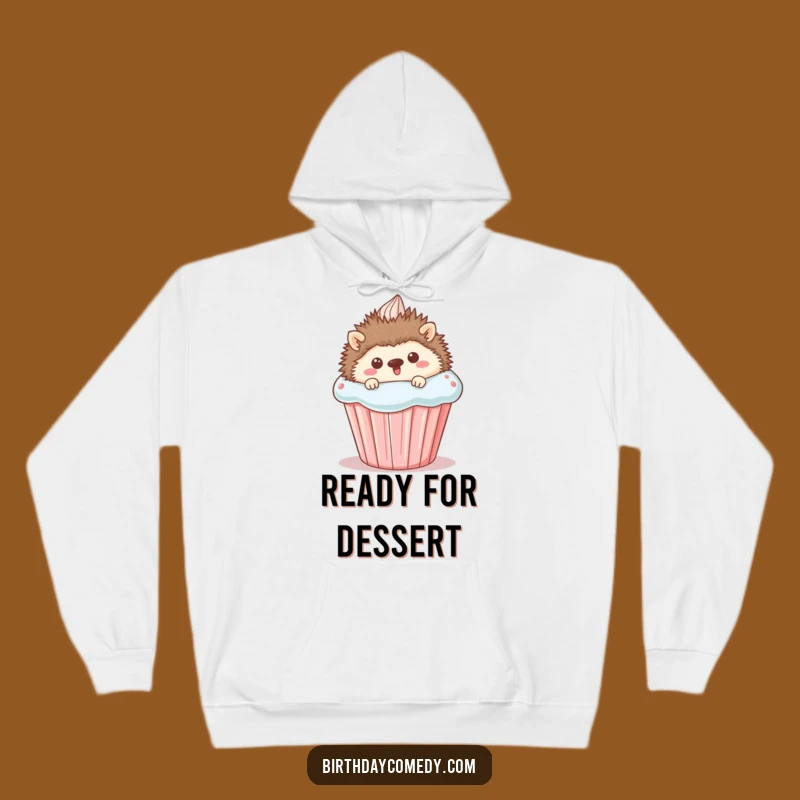 Cozy Funny Hedgehog Cupcake Hoodie - Warm Comfort with a Sweet Design