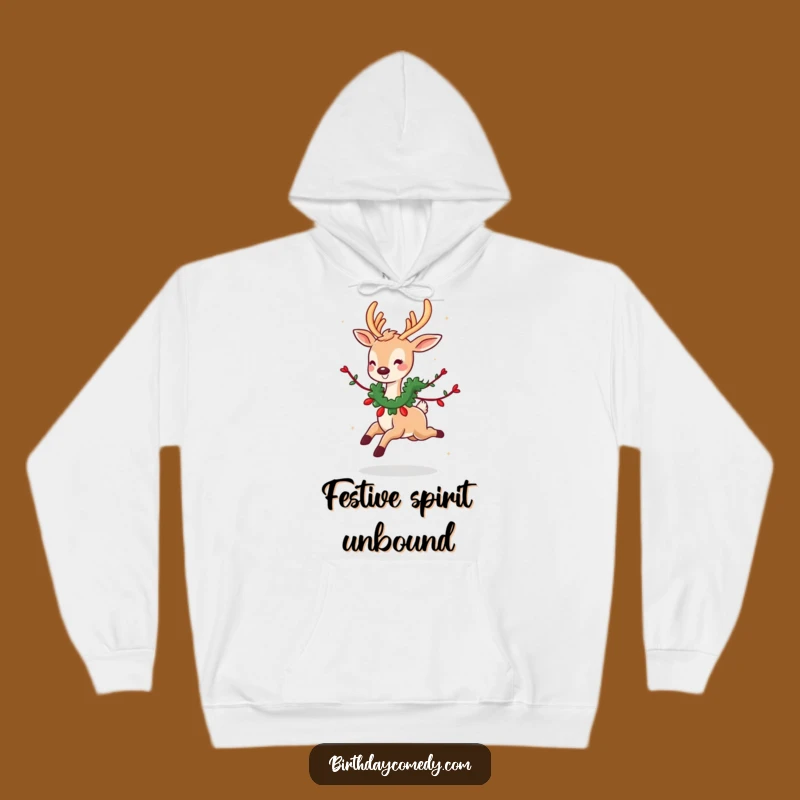 Funny Deer Garland Hoodie: Cozy Cute Deer, Warm Festive Funny Gift!