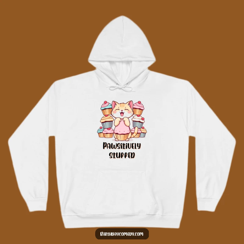 Funny Cat Hoodie - Cozy Giggling Cupcake Balance for Sweet Comfort Seekers