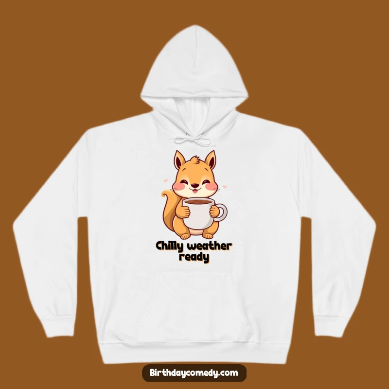 Funny Squirrel Cocoa Hoodie: Rosy Squirrel with Hot Chocolate, Ultra-Soft Winter Warmth Gift