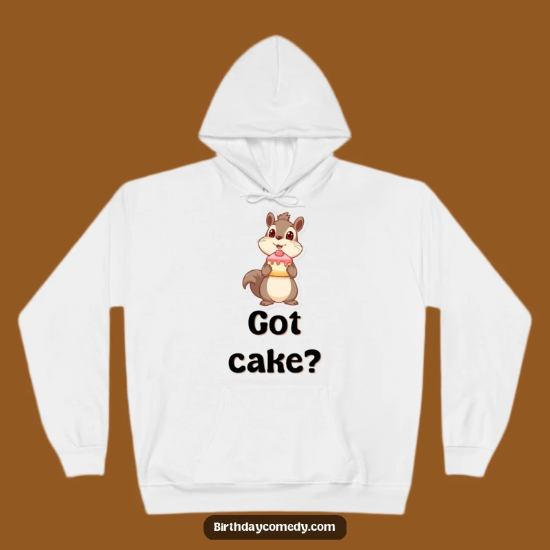 Funny Squirrel Hoodie - Cozy Cake Slice Comfort for Playful Moments