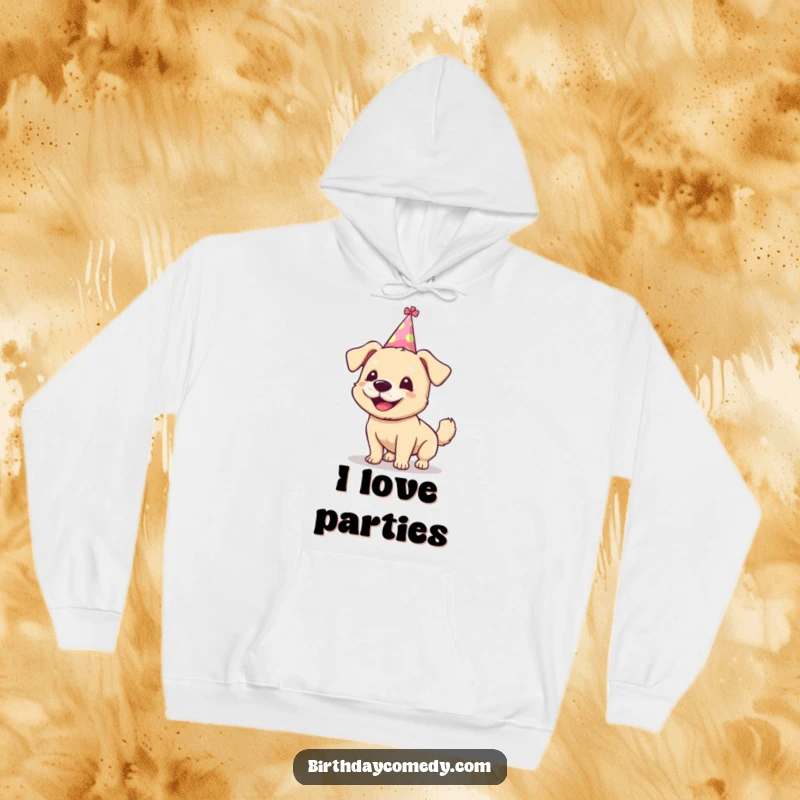 Funny dog hoodie, silly party hat, wagging tail, cozy and cheerful, perfect funny gift.