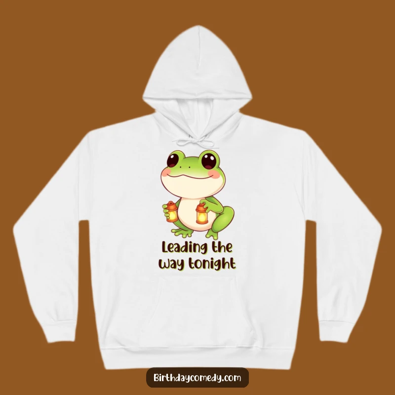Cozy Funny Frog Lantern Hoodie: Snuggle Up with a Glowing Amphibian Friend