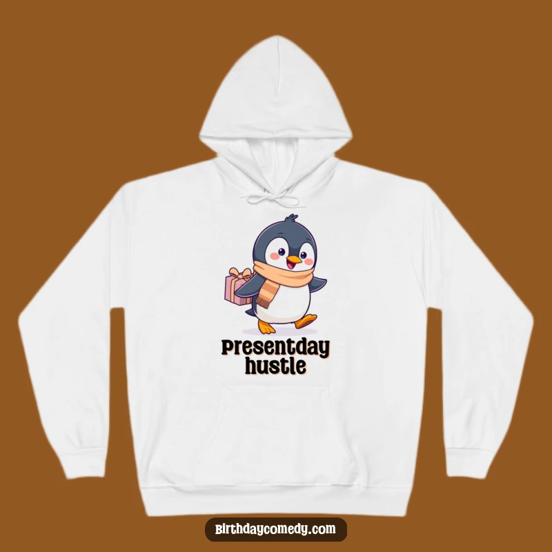 Funny Penguin Scarf Hoodie: Cozy Waddling Gift Sweatshirt