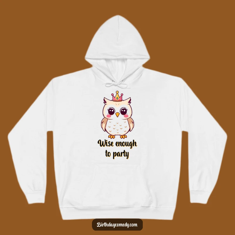 Funny Cozy Owl Hoodie - Joyful Party Crown Sweatshirt, Warm Gift Idea