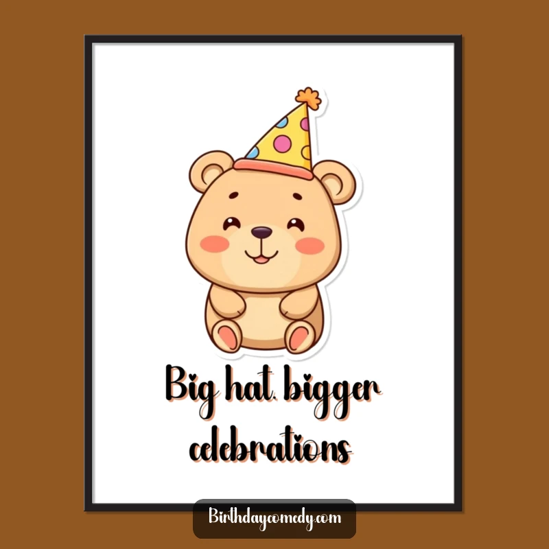 Funny Free Printable Wall Art: Bear In Oversized Hat Downloadable Decor Gift
