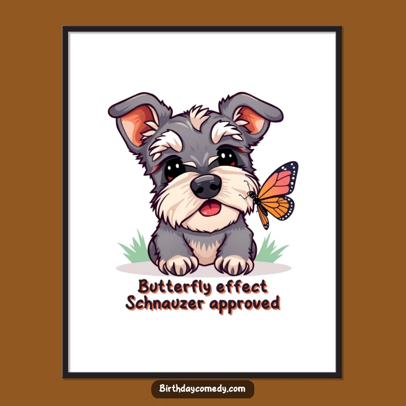 Free Printable Wall Art: Playful Schnauzer Butterfly Funny Dog Downloadable Gift
