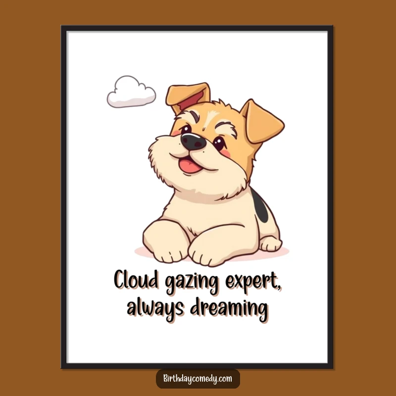 Free Printable Wall Art: Content Terrier Cloud Gazing - Serene Dog Downloadable Decor