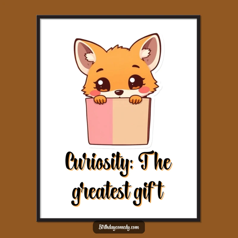 Funny Free Printable Fox Art: Cute Curiosity Downloadable Poster Gift