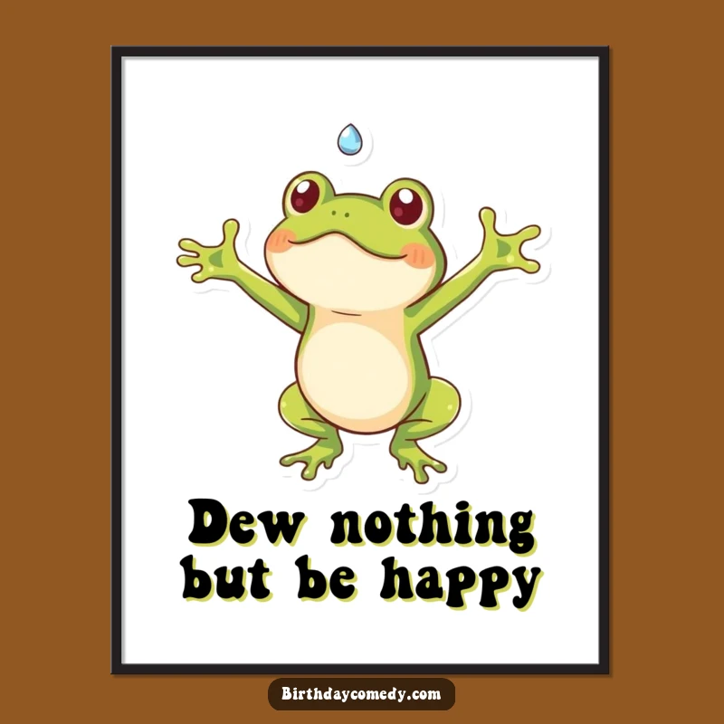 Free Printable Wall Art: Funny Frog Dewdrop Catcher - Quirky Downloadable Decor