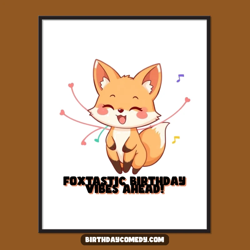 Funny Free Printable Wall Art: Twirling Fox with Streamers - Whimsical Downloadable Decor
